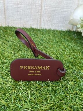 Persaman New York Leather Luggage Tag - Burgundy with Gold Foil